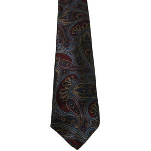 Camden Court Mens Tie maroon Paisley 100% Silk  Necktie